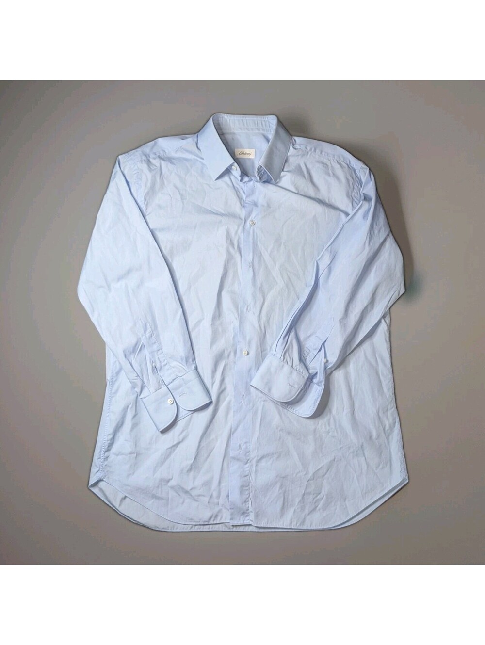 Brioni Dress Shirt Blue 44 17.5 Large Cotton Made In Italy